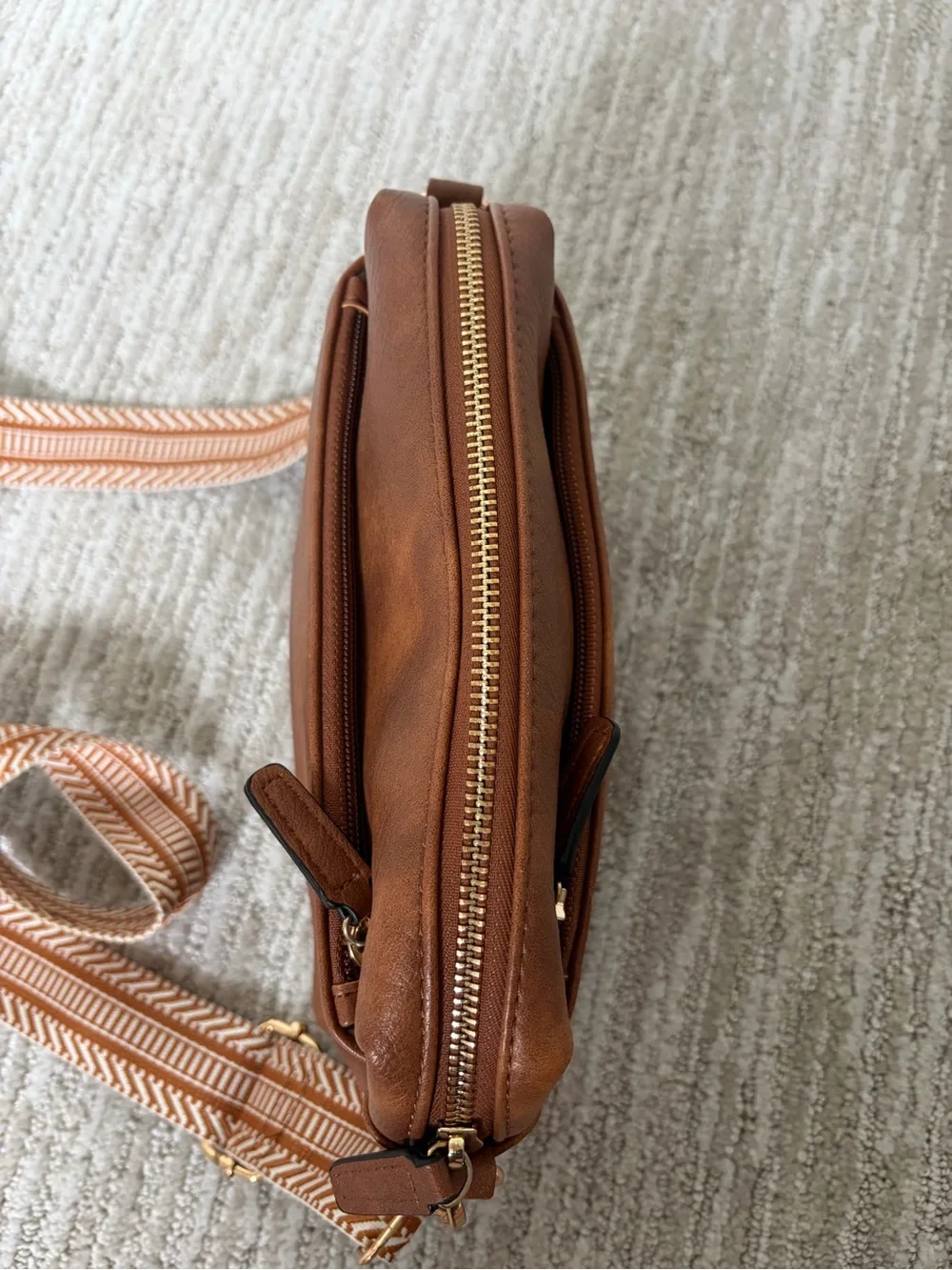 Brown Bostanten Vegan Leather Crossbody Bag